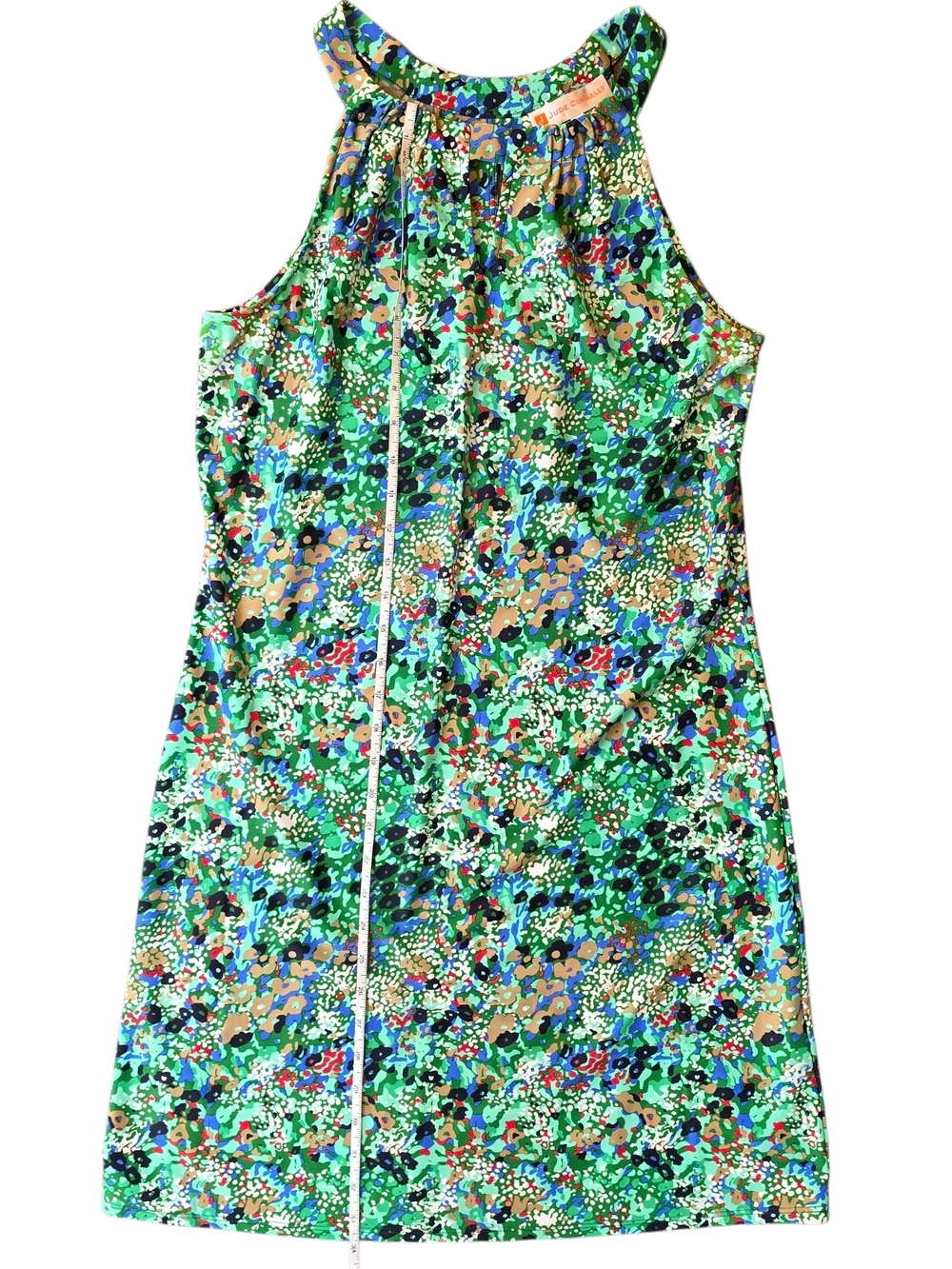 Jude Connally Lisa Halter Mini Dress Womans Medium Green Floral Party Beach - Picture 2 of 9